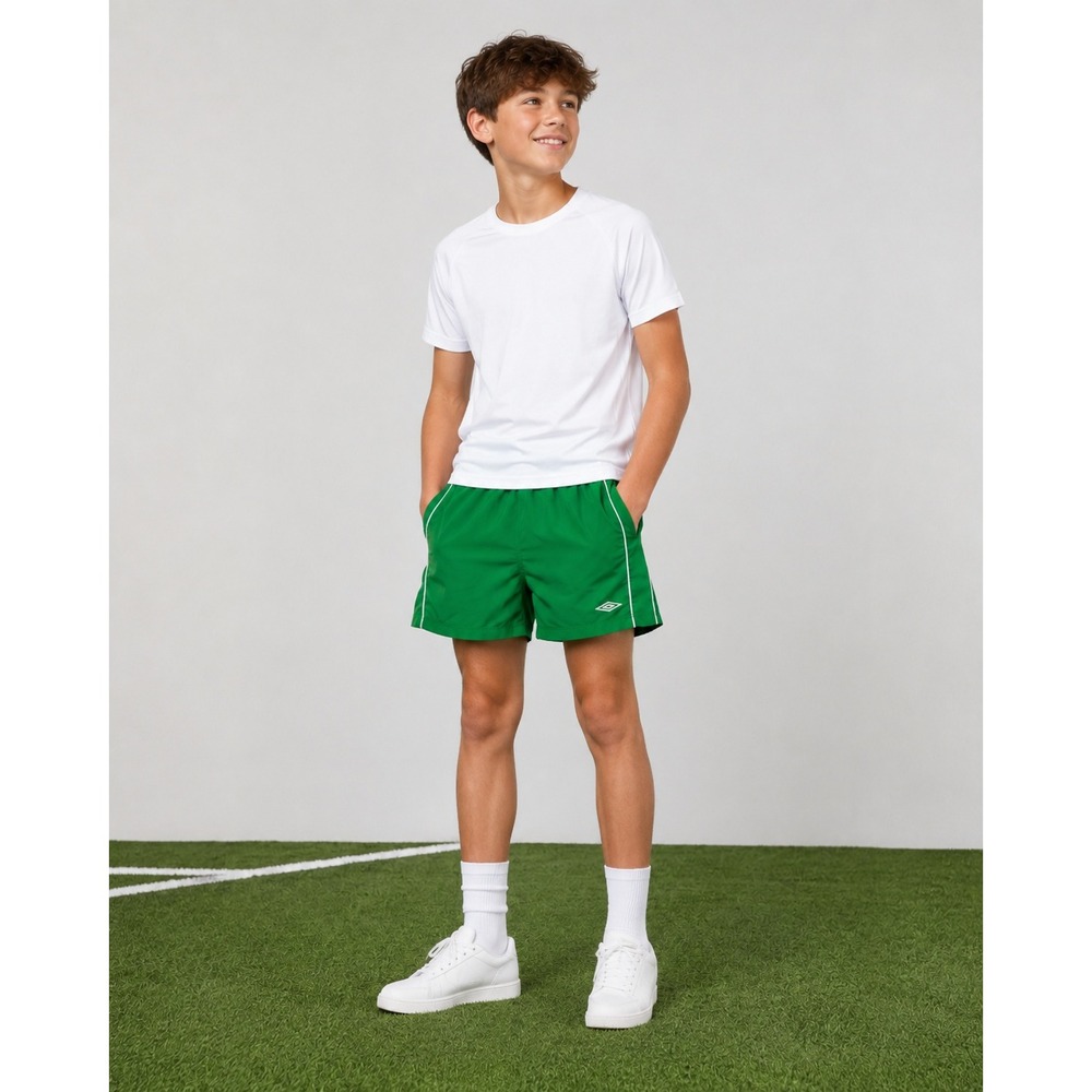 Umbro Youth XL Green Soccer Shorts White Piping Athletic Kids Boys YXL